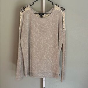 Forever 21 Women's Cream Sweater with Crochet Detail